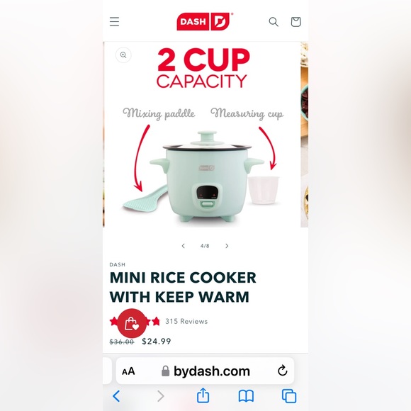 Dash Kitchen Nwob Dash Mini Rice Cooker With Keep Warm Function 2